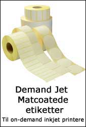 Demand Jet Matcoatede etiketter til brug i on demand inkjet printere