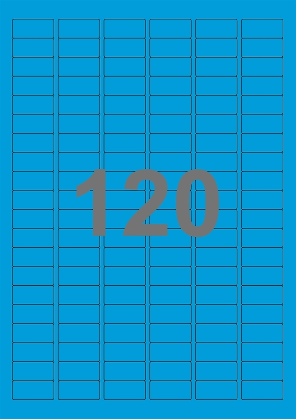A4-etiketter, 120 Udstansede etiketter/ark, 30,0 x 14,0 mm, blå, 100 ark