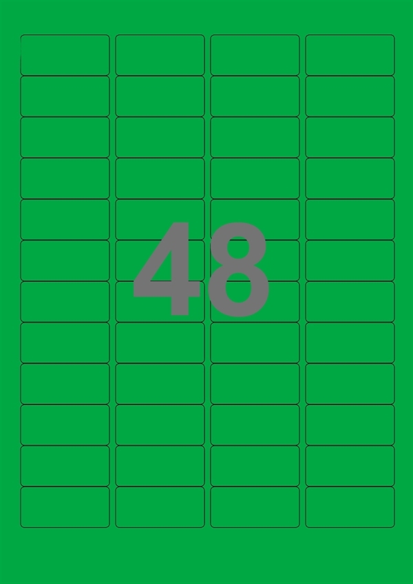 A4-etiketter, 48 Udstansede etiketter/ark, 45,7 x 21,2 mm, grøn, 100 ark