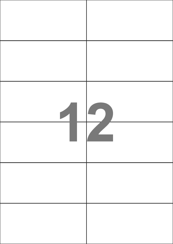 A4-12-smal slids, 12 Utstansede etiketter/ark, 105,0 x 49,2 mm, hvit matt, 100 ark 