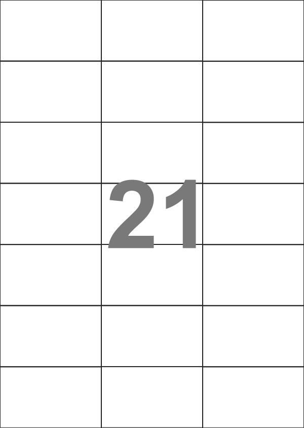 A4-21 slids, 21 Utstansede etiketter/ark, 70,0 x 42,2 mm, hvit matt, 100 ark 