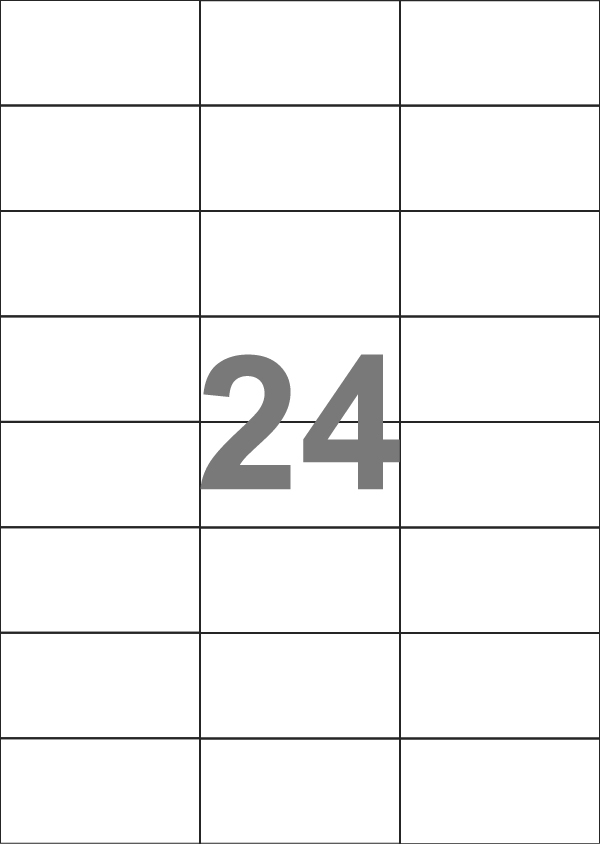 A4-24 slitsat, 24 stansade etiketter/ark, 70,0 x 36,9 mm, vit matt, 100 ark