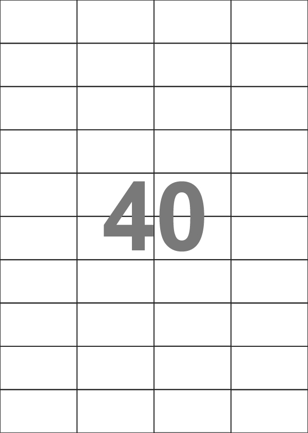 A4-40 slids, 100% resirkulert, 40 Utstansede etiketter/ark, 52,5 x 29,5 mm, off-white / matt, 75 ark