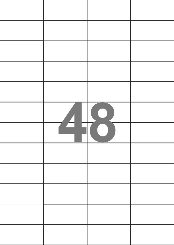 A4-48 slids, 48 Utstansede etiketter/ark, 52,5 x 24,6 mm, hvit matt, 100 ark 