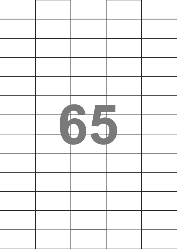 A4-65 slids, 65 Utstansede etiketter/ark, 42,0 x 22,7 mm, permanent lim, hvit matt, 100 ark 