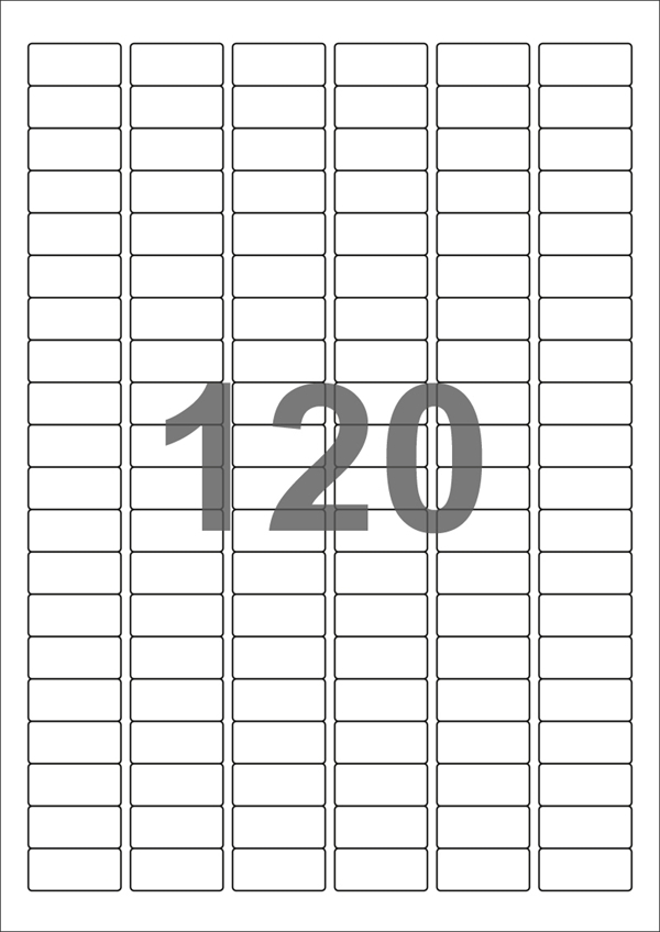 A4-etiketter, 120 Udstansede etiketter/ark, 30,0 x 14,0 mm, hvid mat, 100 ark