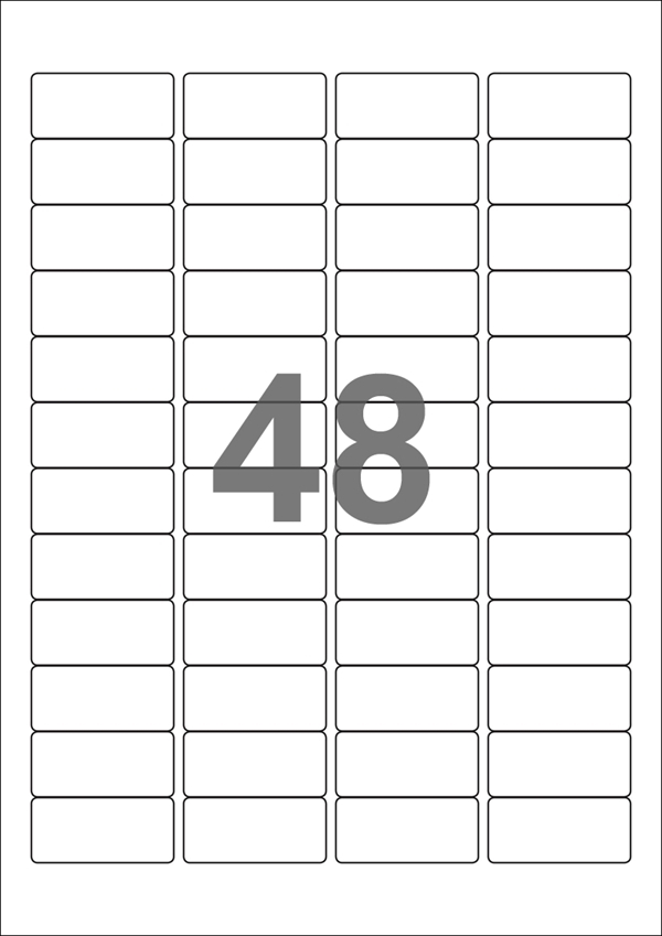 A4-etiketter, 48 Udstansede etiketter/ark, 45,7 x 21,2 mm, hvid mat, 100 ark