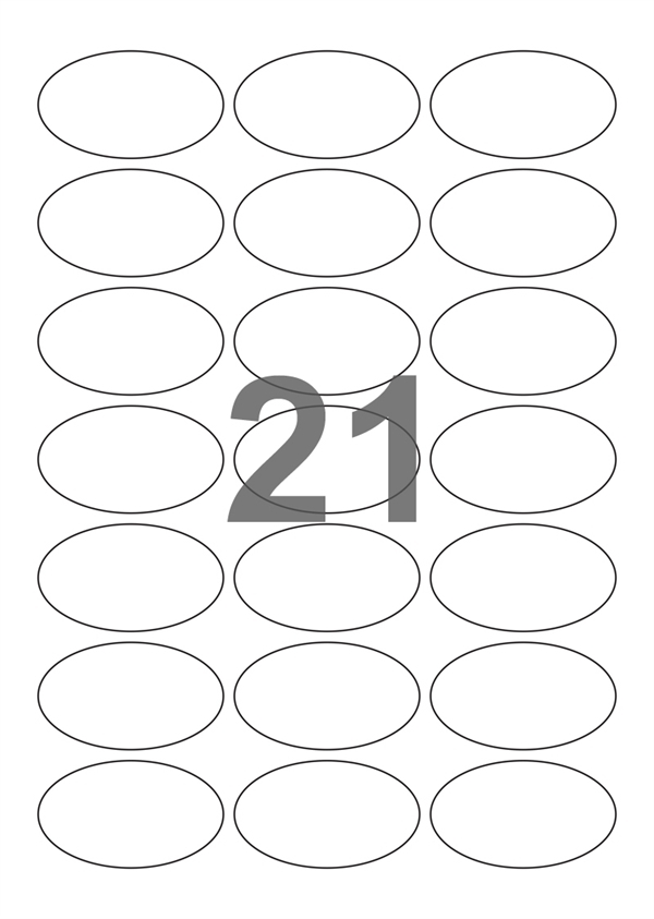 A4-21 ovale, 100% resirkulert 21 Utstansede etiketter/ark, Oval 60,0 x 35,0 mm, off-white / matt, 75 ark