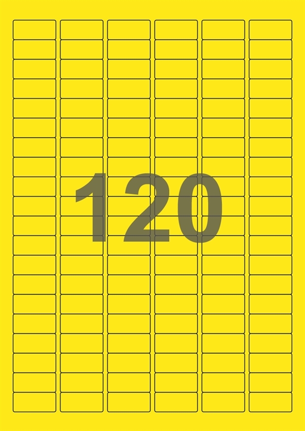 A4-etiketter, 120 Udstansede etiketter/ark, 30,0 x 14,0 mm, gul, 100 ark