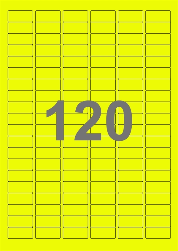 A4-etiketter, 120 Udstansede etiketter/ark, 30,0 x 30,0 mm, neon gul, 100 ark