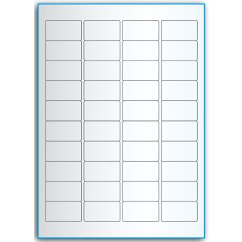A4-40, 40 Utstansede transparente etiketter/ark, 45,7 x 25,4 mm, 50 ark - A-4 etiketter, gjennomsiktige