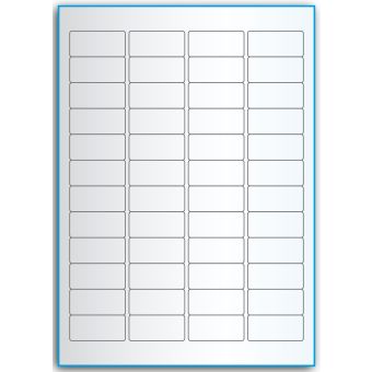 A4-etiketter, 48 utstansede transparente etiketter/ark, 45,7 x 21,2 mm,  50 ark - A-4 etiketter, gjennomsiktige