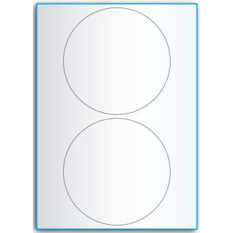 A4-Ø140, 2 utstansede transparente etiketter/ark, Ø140 mm,  50 ark - A-4 etiketter, gjennomsiktige