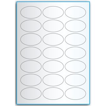 A4-21 ovale, 21 utstansede transparente etiketter/ark, 60,0 x 35,0 mm,  50 ark - A-4 etiketter, gjennomsiktige
