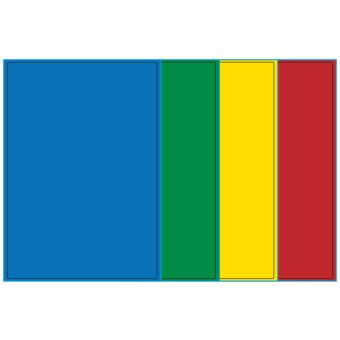 A4-1, 1 Utstanset etiket/ark, 199,6 x 289,0 mm, (blå, grønn, gul og rød) , 100 ark - Etiketter i ark for skrivere