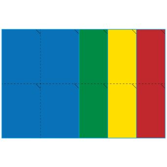 A4-4 perf, 4 Utstansede etiketter/ark, 105,0 x 147,6 mm, (blå, grønn, gul eller rød) 100 ark - Etiketter i ark for skrivere