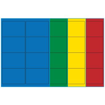A4-8, 8 Utstansede etiketter/ark, 99,1 x 67,7  mm, (blå, grønn, gul eller rød) 100 ark - A4-etiketter, Fargede