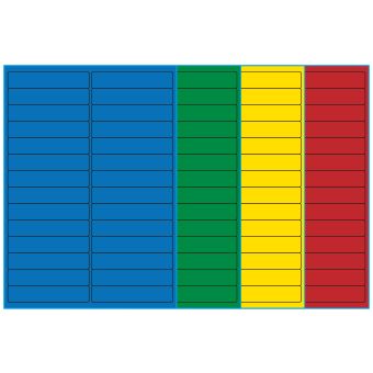 A4-28, 28 Utstansede etiketter/ark, 99,0 x 20,0 mm, (bl&aring;, gr&oslash;nn, gul eller r&oslash;d) 100 ark - 