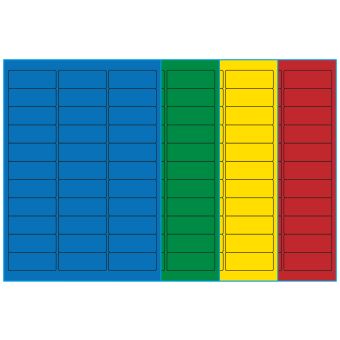 A4-33, 33 Utstansede etiketter/ark, 64,0 x 24,3 mm, (bl&aring;, gr&oslash;nn, gul eller r&oslash;d) 100 ark - 