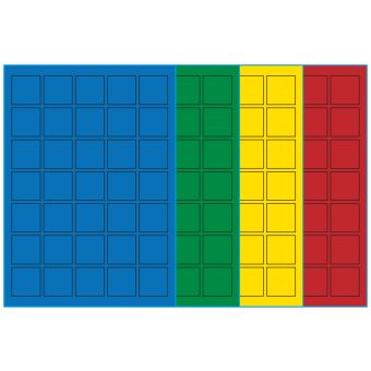 A4-35 kvad., 35 Utstansede etiketter/ark, 35,0 x 35,0 mm, (bl&aring;, gr&oslash;nn, gul eller r&oslash;d) 100 ark - 