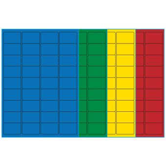 A4-36, 36 Utstansede etiketter/ark, 48,0 x 31,0 mm, (bl&aring;, gr&oslash;nn, gul eller r&oslash;d) 100 ark - 