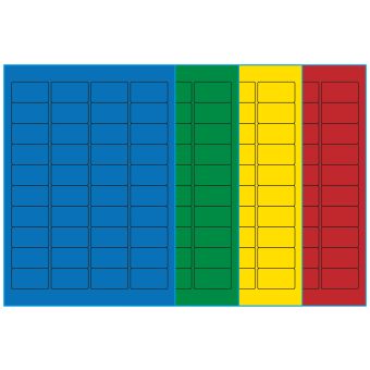 A4-40, 40 Utstansede etiketter/ark, 45,7 x 25,4 mm, (bl&aring;, gr&oslash;nn, gul eller r&oslash;d) 100 ark - 