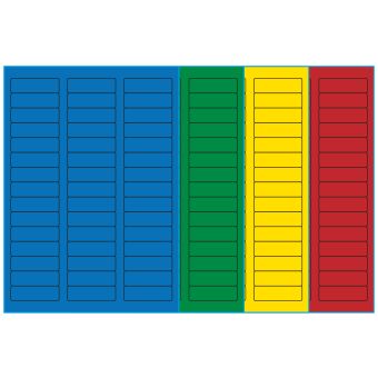 A4-45, 45 Utstansede etiketter/ark, 58,0 x 17,8 mm, (bl&aring;, gr&oslash;nn, gul eller r&oslash;d) 100 ark - 