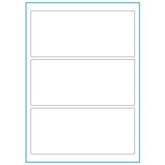 A4-3, 3 Utstansede etiketter/ark, 198,0 x 85,0 mm, hvit matt, 100 ark - 