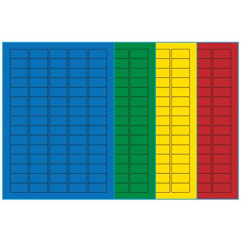 A4-75, 75 Utstansede etiketter/ark, 34,0 x 18,0 mm, (bl&aring;, gr&oslash;nn, gul eller r&oslash;d) 100 ark - 