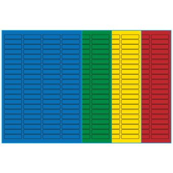 A4-84, 84 Utstansede etiketter/ark, 46,0 x 11,1 mm, (bl&aring;, gr&oslash;nn, gul eller r&oslash;d) 100 ark - 