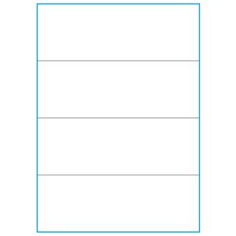 A4-4-smal slids, 4 Utstansede etiketter/ark, 210,0 x 73,8 mm, hvit matt, 100 ark - 