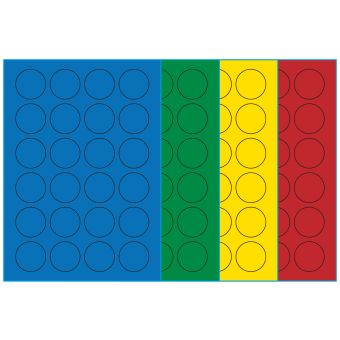 A4-Ø40, 24 Utstansede etiketter/ark, Ø40,0 mm, (blå, grønn, gul eller rød) 100 ark - A4-etiketter, Fargede