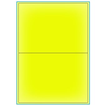A4-2 gul neon, 2 Utstansede etiketter/ark, 199,6 x 143,5 mm, A5, 100 ark - Etiketter i ark for skrivere