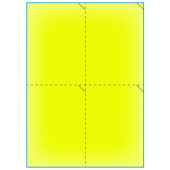 A4-4 perf. gul neon, 4 Utstansede etiketter/ark, 105,0 x 147,6 mm, 100 ark - Etiketter i ark for skrivere