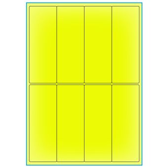 A4-8 smal gul neon, 8 Utstansede etiketter/ark, 50,0 x 140,0 mm, 100 ark - A-4 etiketter gul neon