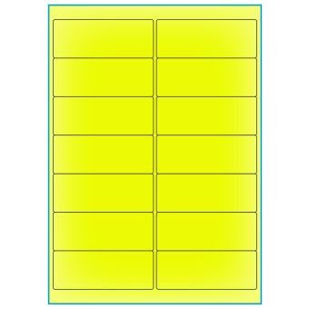 A4-14 gul neon, 14 Utstansede etiketter/ark, 99,1 x 38,1 mm, 100 ark - A-4 etiketter gul neon