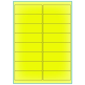 A4-16 gul neon, 16 Utstansede etiketter/ark, 99,1 x 33,9 mm, 100 ark - A-4 etiketter gul neon