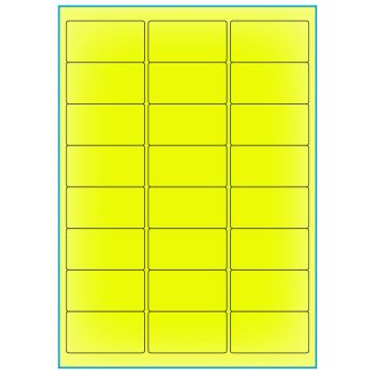 A4-24 gul neon, 24 Utstansede etiketter/ark, 64,0 x 33,9 mm, 100 ark - A-4 etiketter gul neon