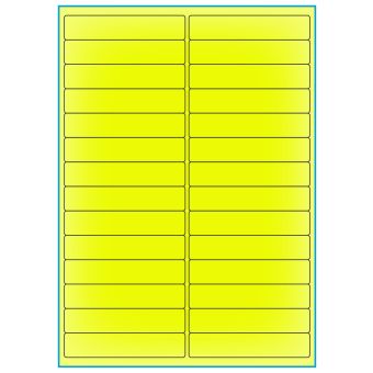 A4-28 gul neon, 28 Utstansede etiketter/ark, 99,0 x 20,0 mm, 100 ark - A-4 etiketter gul neon