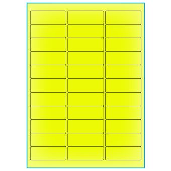 A4-33 gul neon, 33 Utstansede etiketter/ark, 64,0 x 24,3 mm, 100 ark - A-4 etiketter gul neon