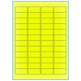 A4-48 gul neon, 48 Utstansede etiketter/ark, 45,7 x 21,2 mm, 100 ark - A-4 etiketter gul neon