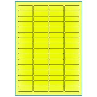 A4-64 gul neon, 64 Utstansede etiketter/ark, 45,7 x 16,9 mm, 100 ark - A-4 etiketter gul neon