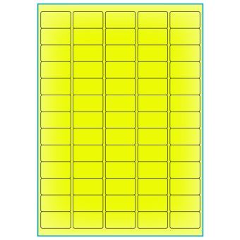 A4-65 gul neon, 65 Utstansede etiketter/ark, 38,1 x 21,2 mm, 100 ark - A-4 etiketter gul neon