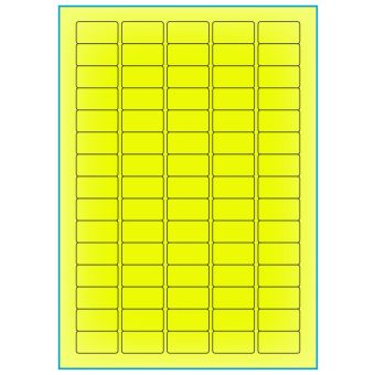 A4-75 gul neon, 75 Utstansede etiketter/ark, 34,0 x 18,0 mm, 100 ark - A-4 etiketter gul neon