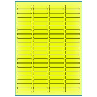 A4-84 gul neon, 84 Utstansede etiketter/ark, 46,0 x 11,1 mm, 100 ark - A-4 etiketter gul neon