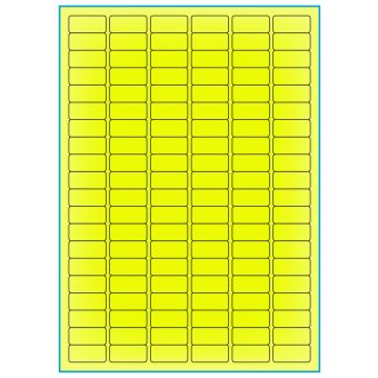 A4-120 gul neon, 120 Utstansede etiketter/ark, 30,0 x 14,0 mm, 100 ark - A-4 etiketter gul neon