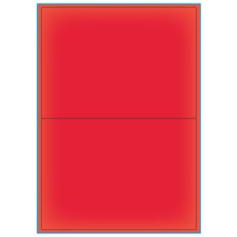 A4-2 rød neon, 2 Utstansede etiketter/ark, 199,6 x 143,5 mm, A5, 100 ark - Etiketter i ark for skrivere
