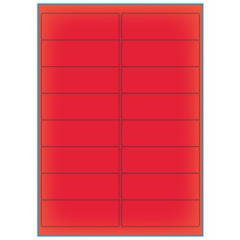 A4-16 rød neon, 16 Utstansede etiketter/ark, 99,1 x 33,9 mm, 100 ark - A-4 etiketter rød neon