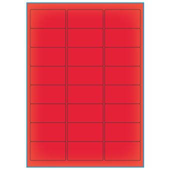 A4-24 rød neon, 24 Utstansede etiketter/ark, 64,0 x 33,9 mm, 100 ark - A-4 etiketter rød neon
