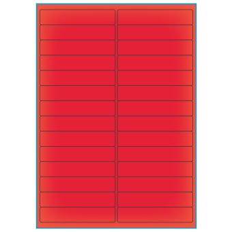 A4-28 rød neon, 28 Utstansede etiketter/ark, 99,0 x 20,0 mm, 100 ark - A-4 etiketter rød neon